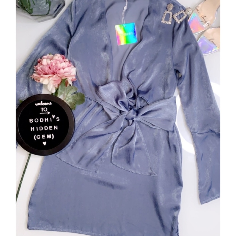 Light Blue Satin Shift Dress